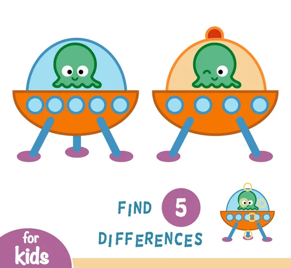 Unterschiede Finden Bildungsspiel Für Kinder Ufo — Stockvektor