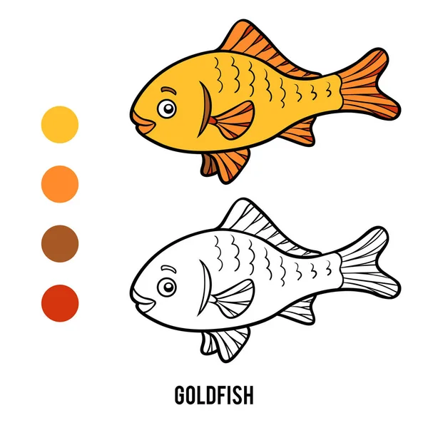 Kleurplaat Voor Kinderen Goldfish — Stockvector