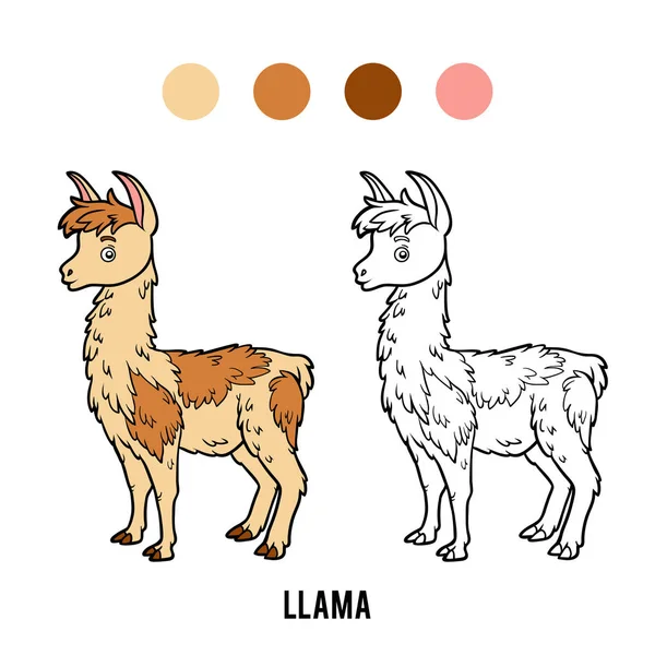 Libro Para Colorear Para Niños Llama — Vector de stock