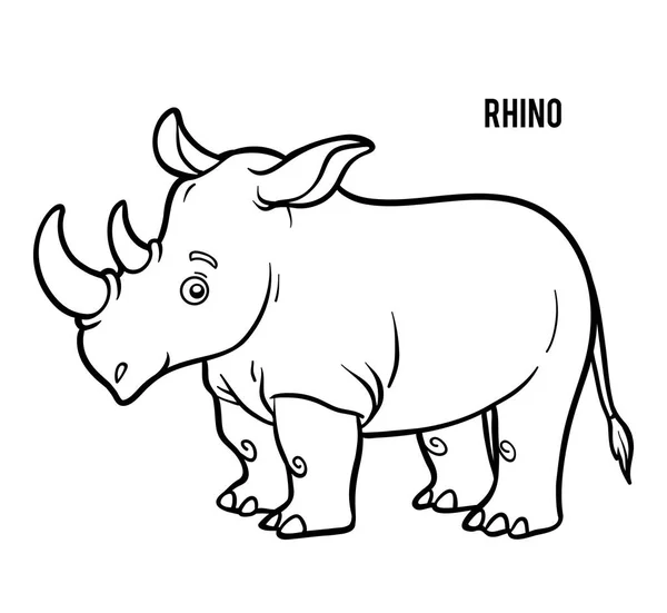 Livro Para Colorir Para Crianças Rhino —  Vetores de Stock