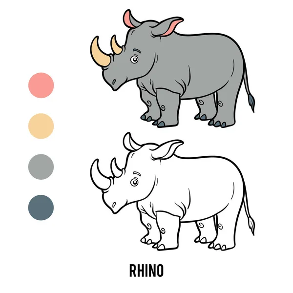 Coloring Book Children Rhino — Stock Vector