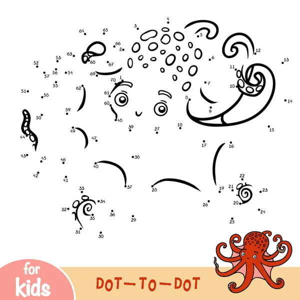 Jogo Números Jogo Ponto Ponto Educação Para Crianças Octopus — Vetor de Stock