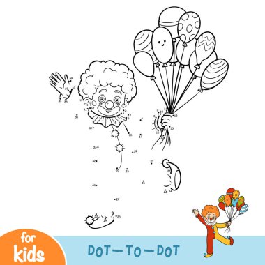 Numbers game, education dot to dot game for children, Clown vector Numbers game, education dot to dot game for children, Clown vector