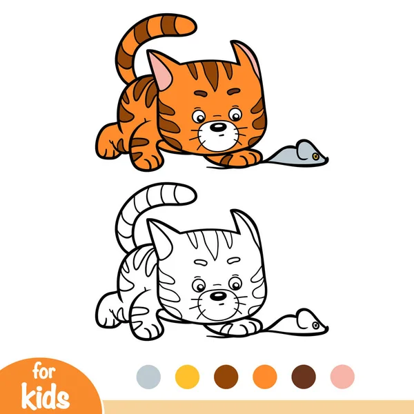 Libro Colorare Bambini Cat — Vettoriale Stock