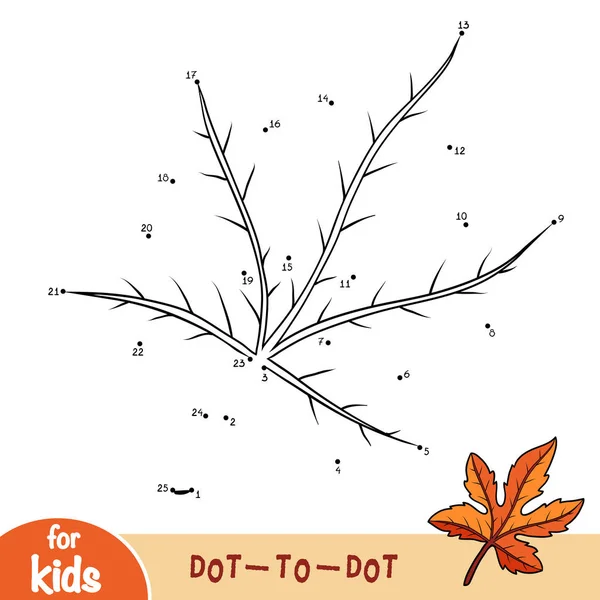 Numbers game, education dot to dot game for children, Fig tree leaf — Stock Illustration Numbers Game Education Dot Dot Game Children Fig Tree Leaf Stock Illustration