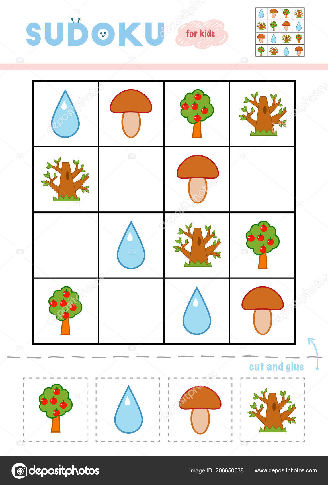 Jogo de educação para crianças sudoku fácil para crianças com