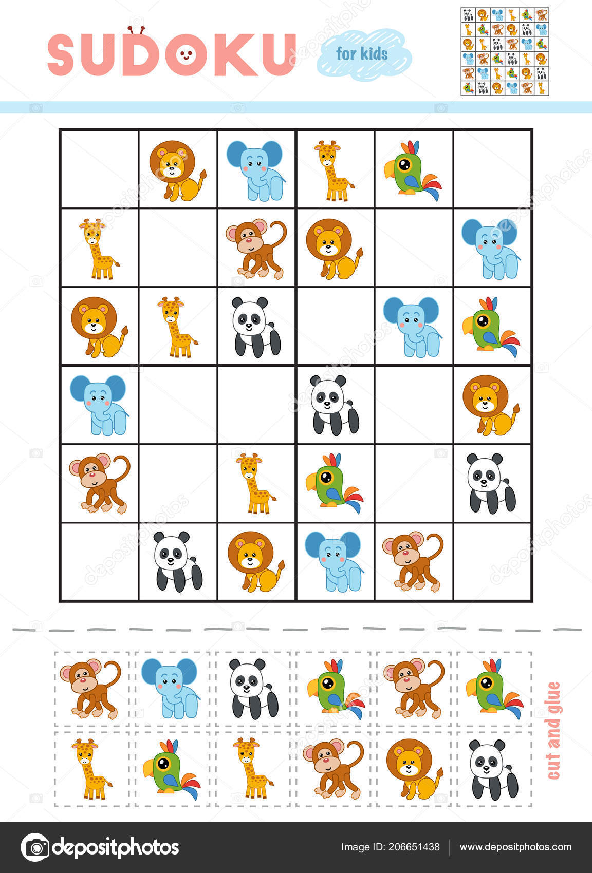 Educação jogos para crianças fácil sudoku para crianças com fofa desenho  animado macaco veado Urso imprimível animal planilha 26776609 Vetor no  Vecteezy