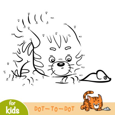 Sayı oyunu, çocuklar, kedi için eğitim nokta-nokta oyun