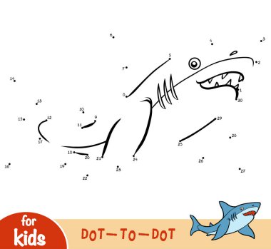 Sayı oyunu, çocuklar, köpekbalığı için eğitim nokta-nokta oyun