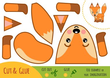 Eğitim kağıt oyun çocuklar için Fox. Makas ve yapıştırıcı görüntü oluşturmak için kullanın.