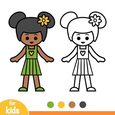 Afro-Amerikan Kız, çocuklar için boyama kitabı