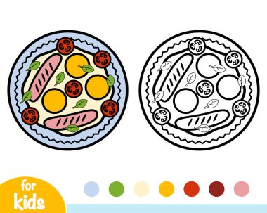 Sahanda yumurta, çocuklar için boyama kitabı