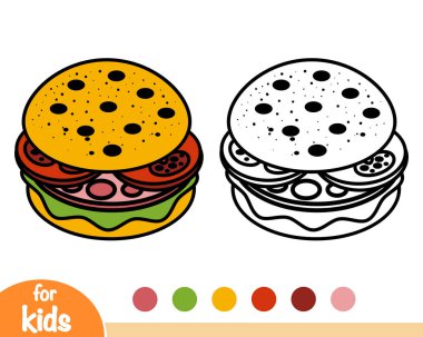 Burger, çocuklar için boyama kitabı