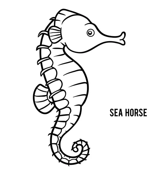 Livre Colorier Pour Enfants Animal Dessin Animé Sea Horse — Image vectorielle