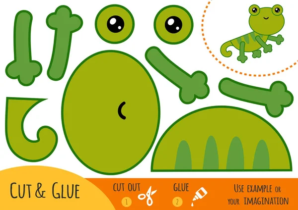 Jeu Papier Éducatif Pour Les Enfants Lizard Utilisez Des Ciseaux — Image vectorielle