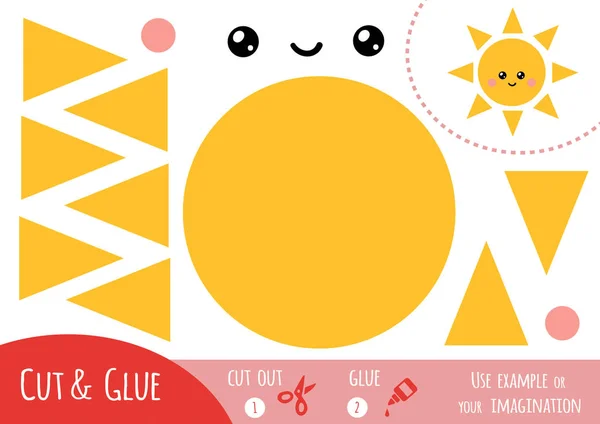 Education Paper Game Children Sun Use Scissors Glue Create Image — Stock Vector
