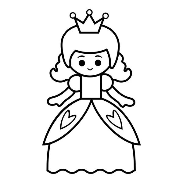 Prenses Çocuklar Için Boyama Kitabı — Stok Vektör