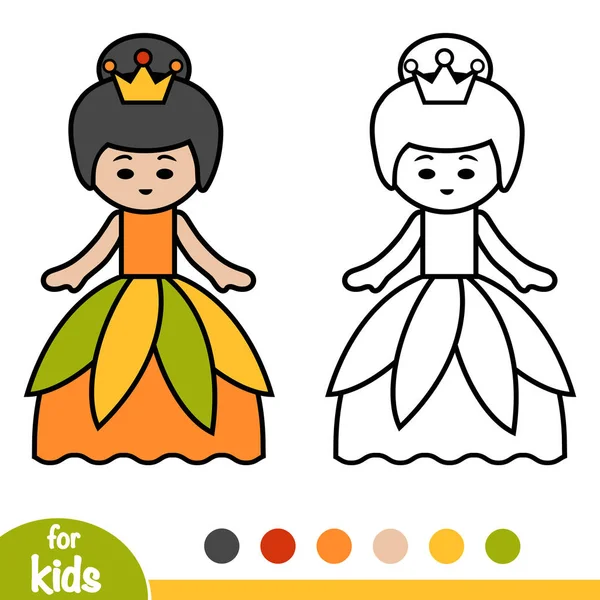 Libro Para Colorear Para Niños Princesa — Vector de stock