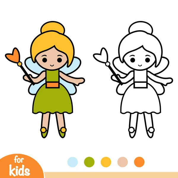 Målarbok För Barn Fairy — Stock vektor