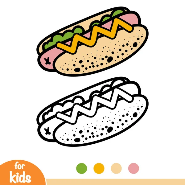 Coloring Book Children Hot Dog — Stock Vector