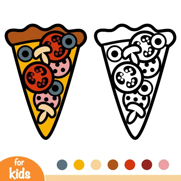 Libro Para Colorear Para Niños Pizza — Vector de stock