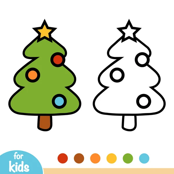 Libro Para Colorear Para Niños Árbol Navidad — Archivo Imágenes Vectoriales