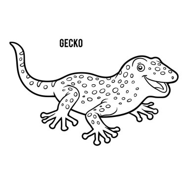 Gecko, çocuklar için boyama kitabı