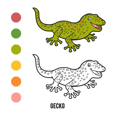 Gecko, çocuklar için boyama kitabı