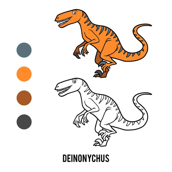 Libro Para Colorear Para Niños Deinonychus — Vector de stock