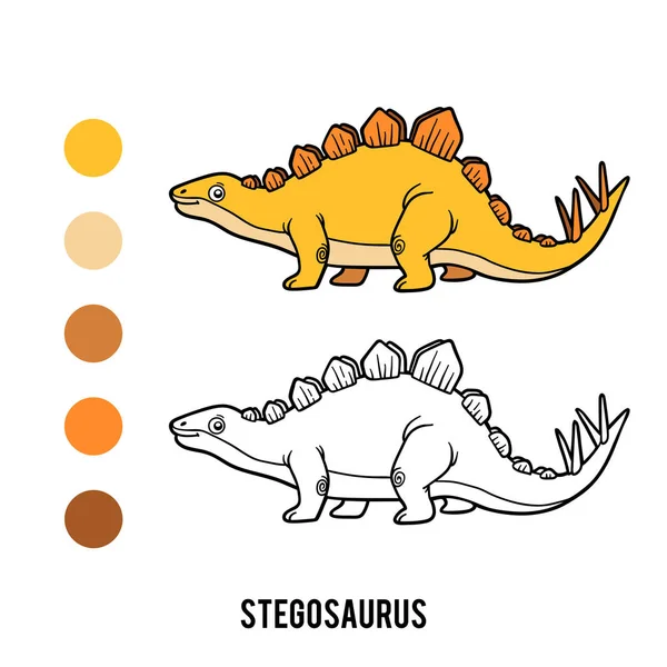 Libro Para Colorear Para Niños Stegosaurus — Vector de stock