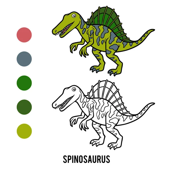 Kleurboek Voor Kinderen Spinosaurus — Stockvector