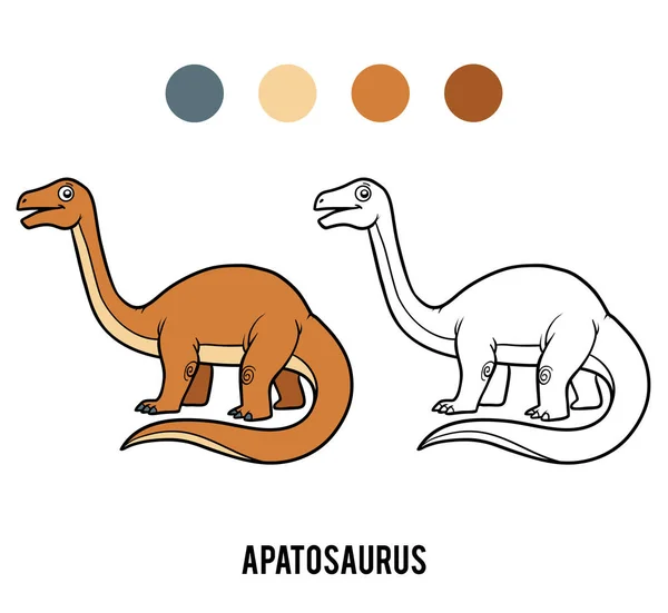 Kleurboek Voor Kinderen Apatosaurus — Stockvector