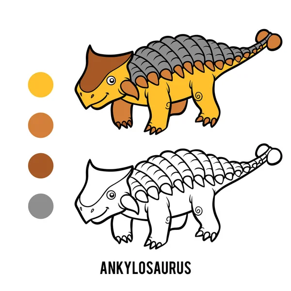 Libro Para Colorear Para Niños Ankylosaurus — Vector de stock