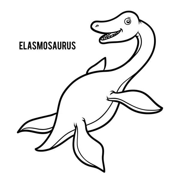 Книжка Розмальовка Дітей Elasmosaurus — стоковий вектор