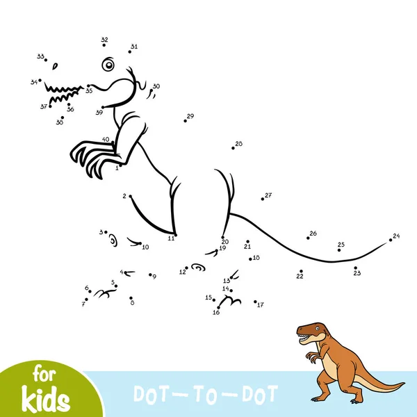 Zahlenspiel Bildung Punkt Punkt Spiel Für Kinder Tyrannosaurus — Stockvektor