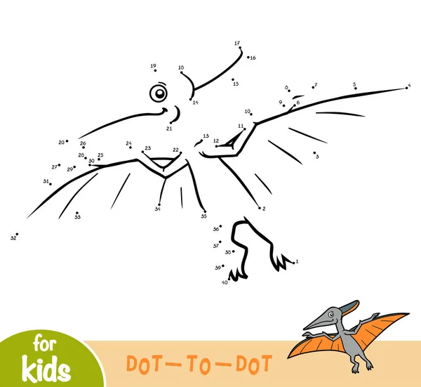 Numeri Gioco Educazione Punto Punto Gioco Bambini Pteranodon — Vettoriale Stock