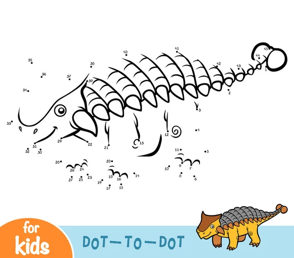 Jeu Nombres Jeu Point Point Éducatif Pour Les Enfants Ankylosaurus — Image vectorielle