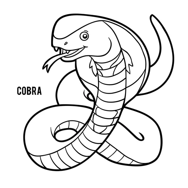 Libro Colorare Bambini Cobra — Vettoriale Stock