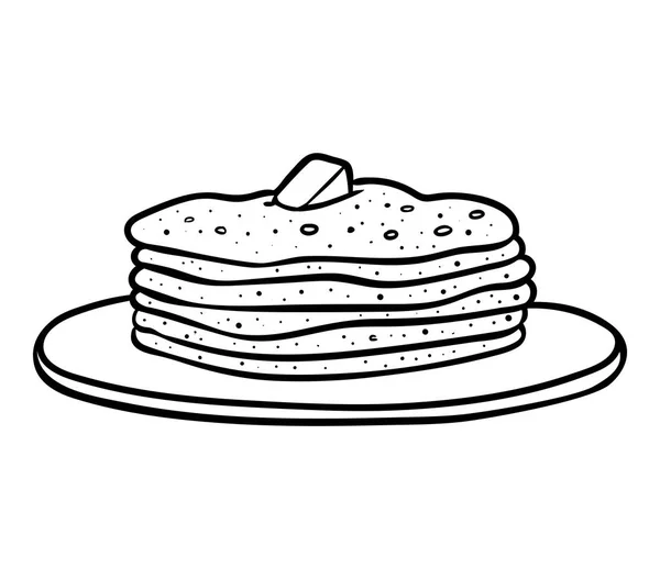 Coloring Book Children Pancakes — Stock Vector