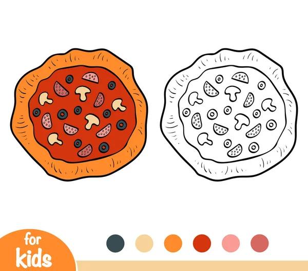 Libro Para Colorear Para Niños Pizza — Vector de stock
