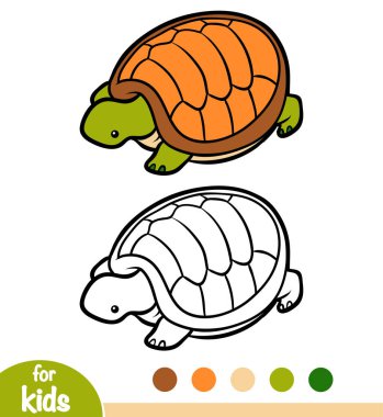 Kaplumbağa, çocuklar için boyama kitabı