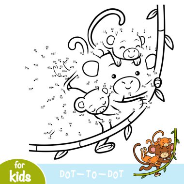 Sayılar oyunu, çocuklar için eğitim nokta-nokta oyun, üç maymun