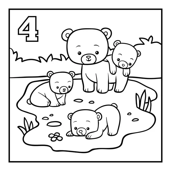 Malbuch Für Kinder Vier Bären — Stockvektor