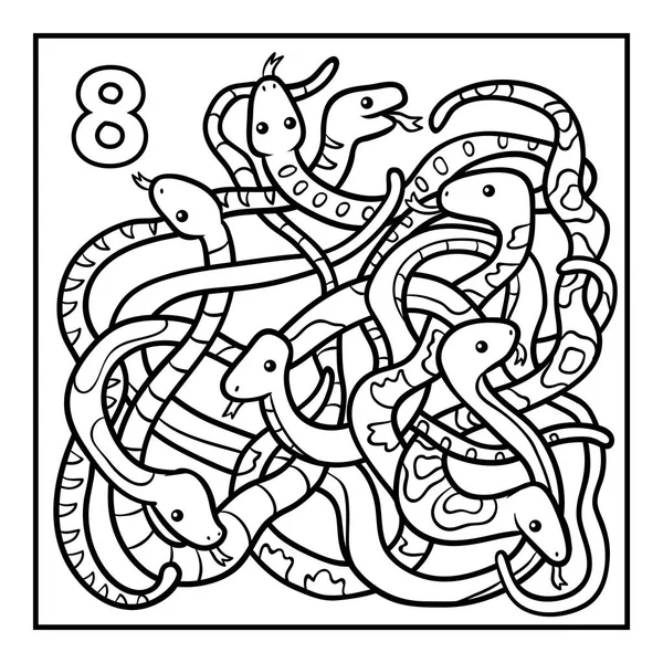 Розмальовка Дітей Вісім Змій — стоковий вектор