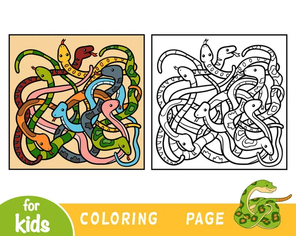 Livre Colorier Pour Enfants Huit Serpents — Image vectorielle