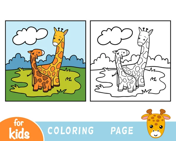 Livro Para Colorir Para Crianças Duas Girafas — Vetor de Stock