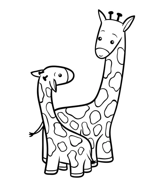 Omalovánky Pro Děti Dvě Žirafy — Stockový vektor