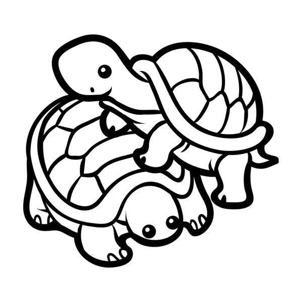 Libro Para Colorear Para Niños Dos Tortugas — Vector de stock