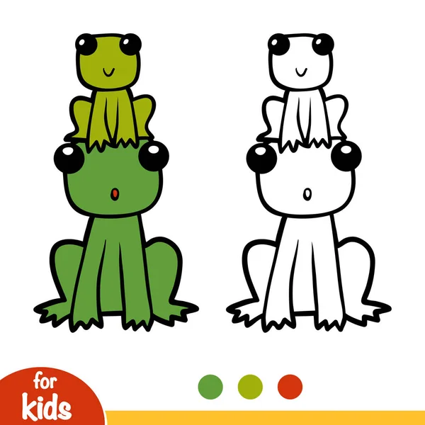 Coloring Book Children Two Frogs — Stock Vector