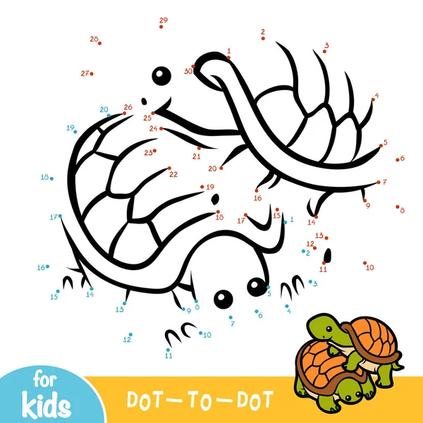 Számok Játéka Dot Dot Játék Oktatás Gyerekeknek Két Teknősök — Stock Vector